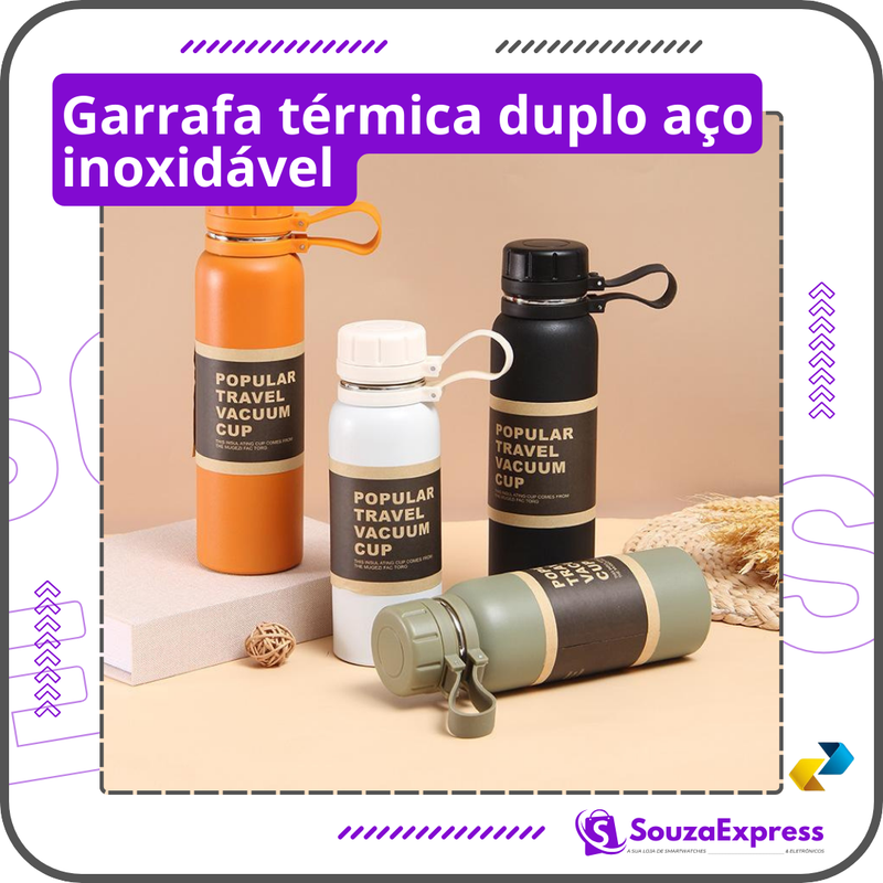 Garrafa Térmica Esportiva - Duplo Aço Inoxidável