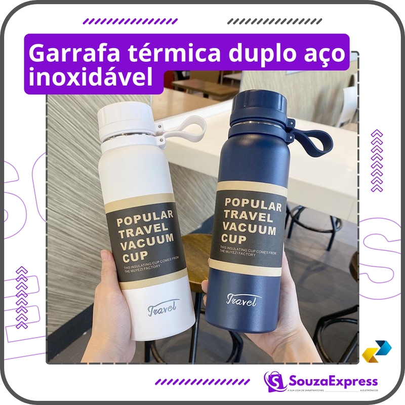Garrafa Térmica Esportiva - Duplo Aço Inoxidável